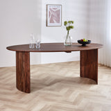 Tavolo da pranzo Yves Finitura Noce Dimehouse Marrone LxPxH 225x115x9 Legno di acacia Foto suggestiva vista diagonale frontale