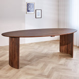 Tavolo da pranzo Yves Finitura Noce Dimehouse Marrone LxPxH 225x115x9 Legno di acacia Foto suggestiva vista diagonale frontale