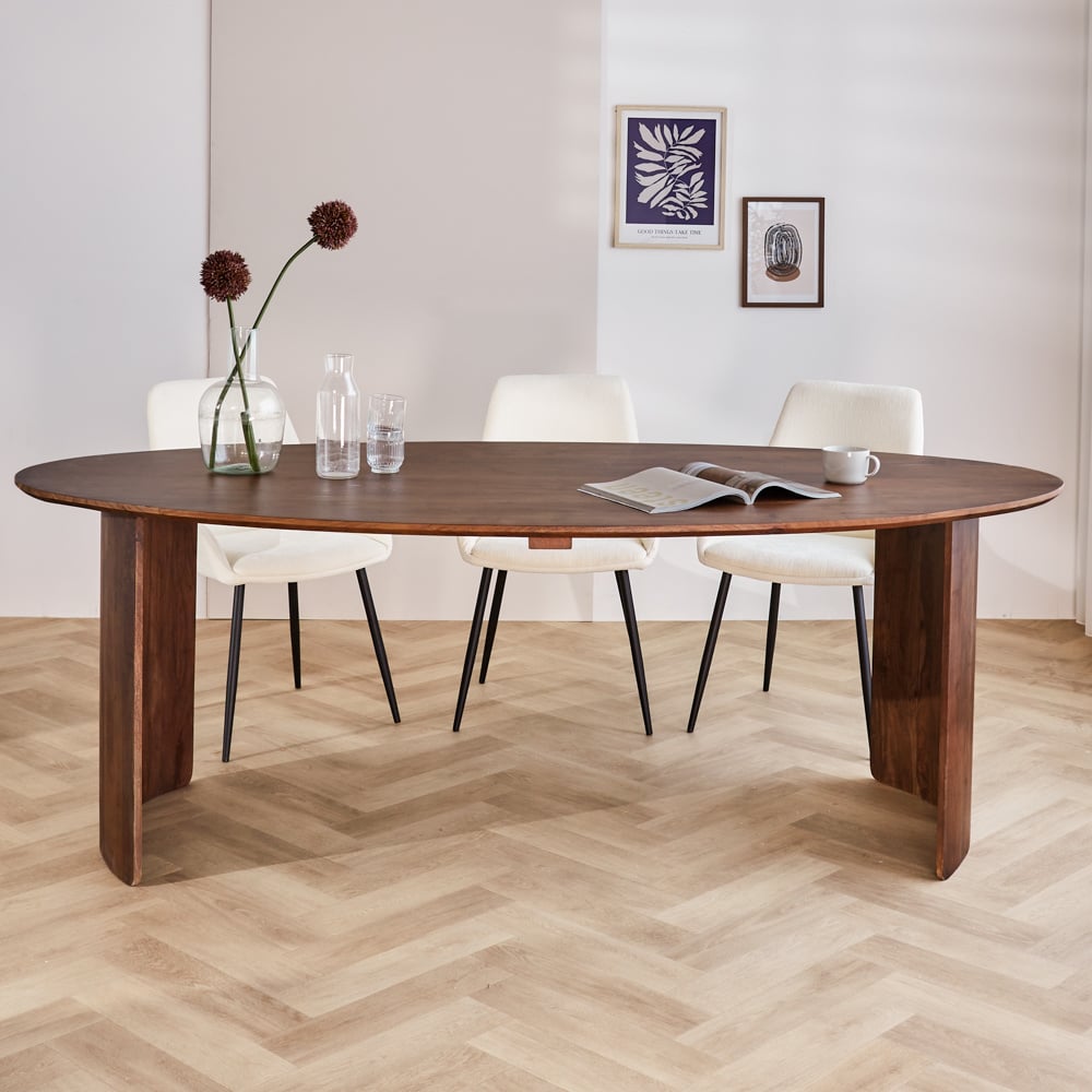 Tavolo da pranzo Yves Finitura Noce Dimehouse Marrone LxPxH 225x115x9 Legno di acacia Foto atmosferica vista frontale