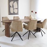 Tavolo da pranzo Yves Finitura Noce Dimehouse Marrone LxPxH 265x115x9 Legno di acacia Foto suggestiva vista diagonale frontale