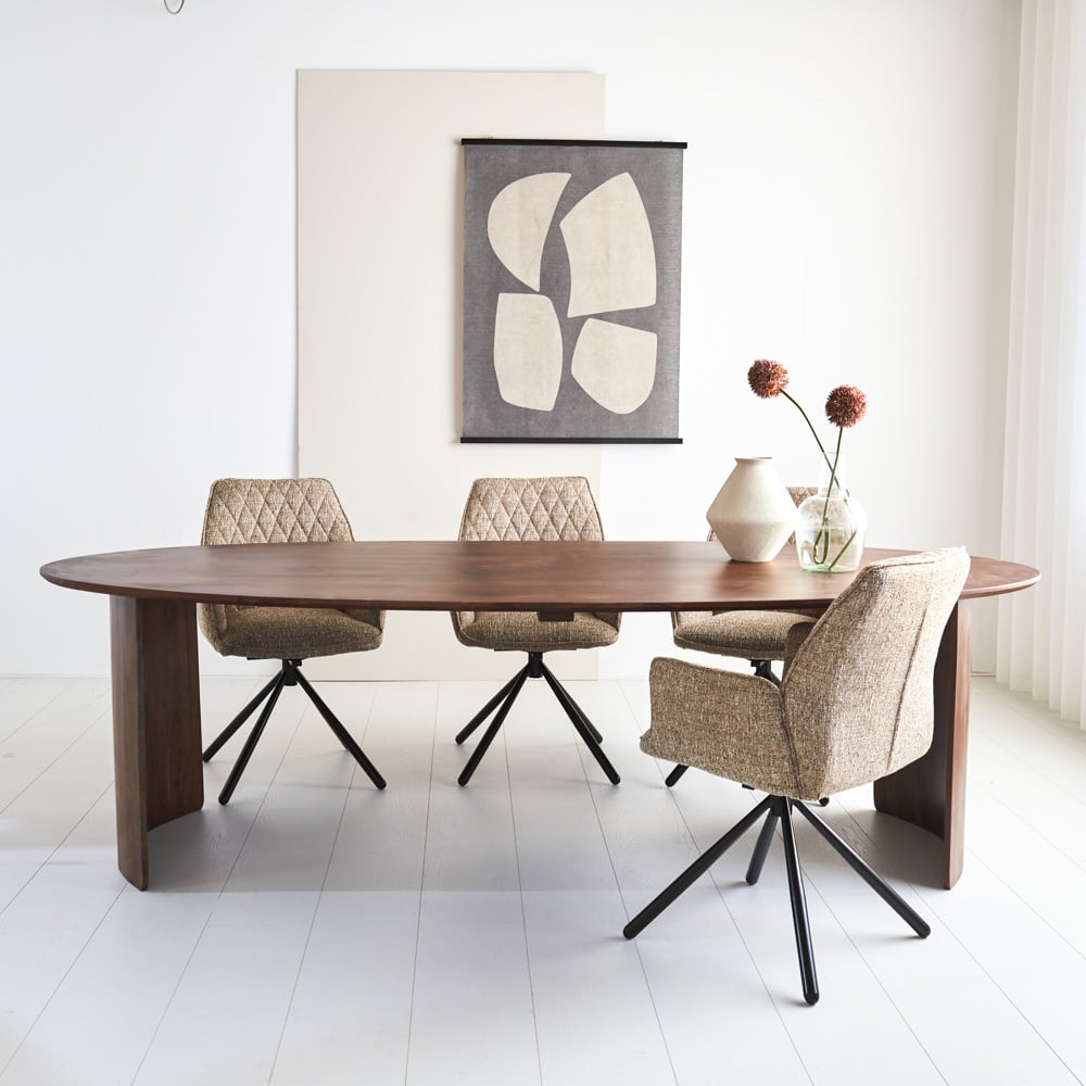 Tavolo da pranzo Yves Finitura Noce Dimehouse Marrone LxPxH 265x115x9 Legno di acacia Foto atmosferica vista frontale