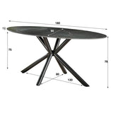 Tavolo da pranzo Sophie DH Interior Nero LxLxA 189x99x9 Ceramica Bianca indicazione dimensioni foto