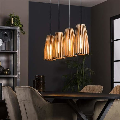 Lampada a sospensione Elias DH Interior Mango LxLxH 140x42x20 Legno di mango Foto atmosferica vista frontale diagonale