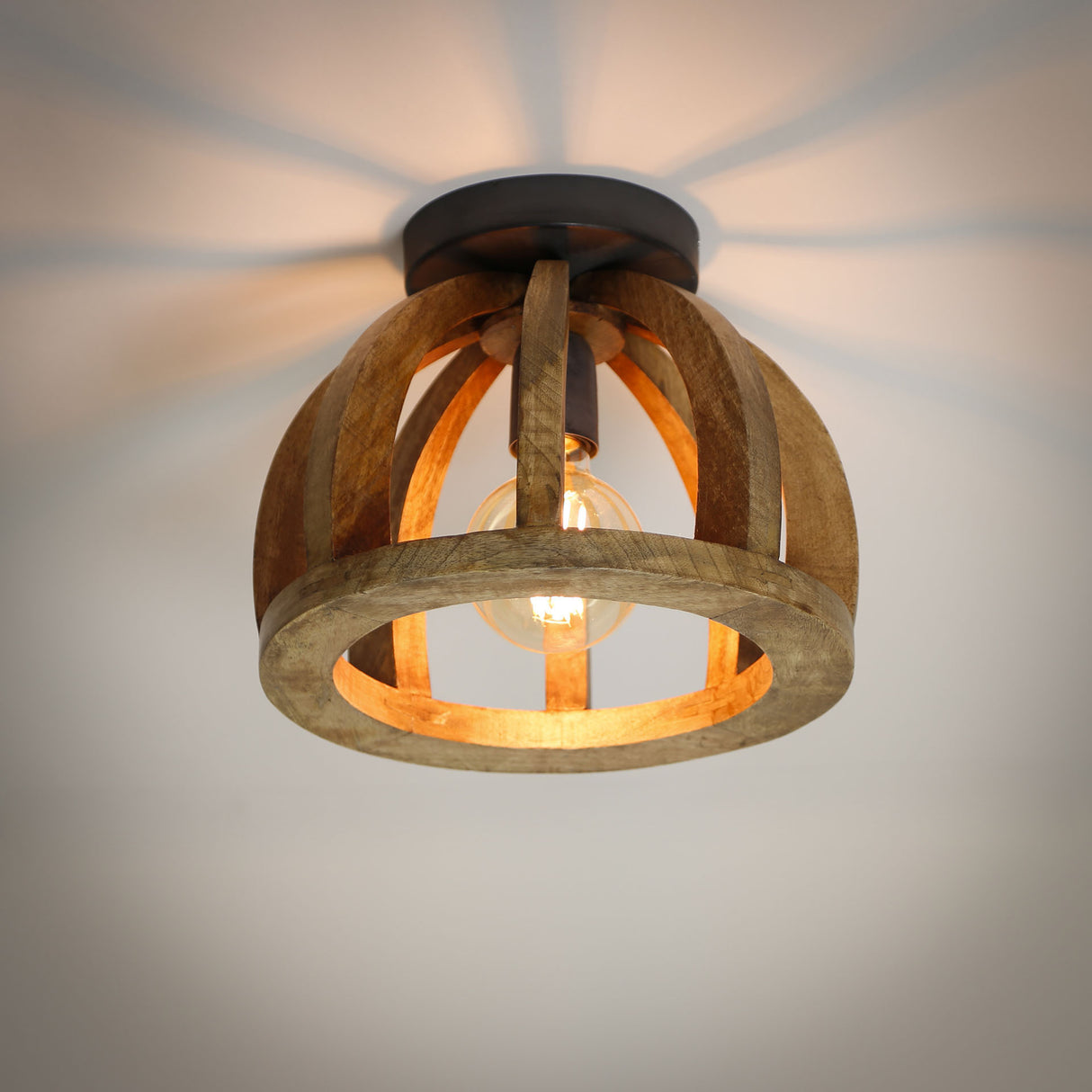 Lampada da soffitto Madri DH Interior Mango LxLxH 34x34x28 Legno di mango Foto atmosferica vista frontale diagonale