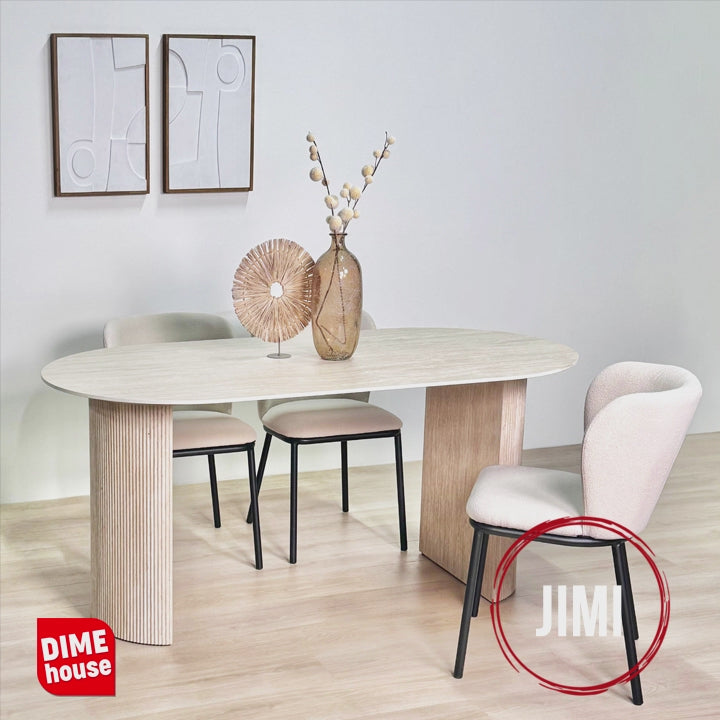 Tavolo da pranzo ovale Jimi 180x90 cm travertino beige