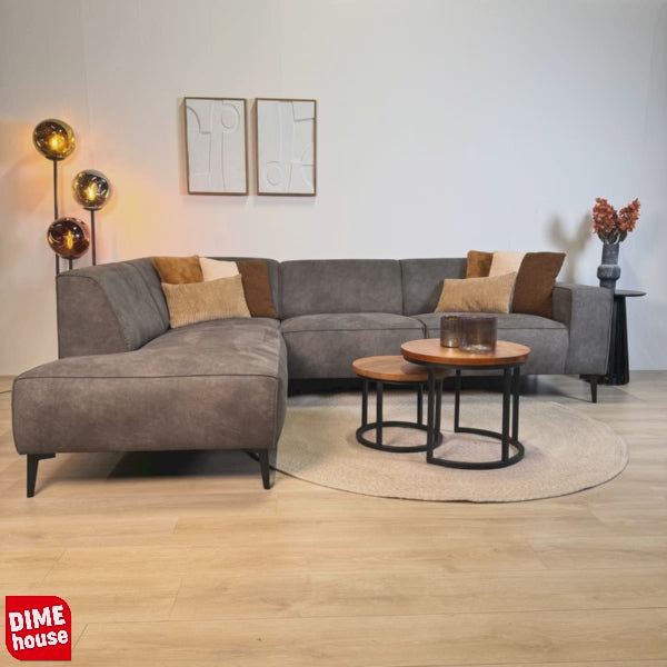 Divano angolare industriale in ecopelle cognac Brisbane - sinistra