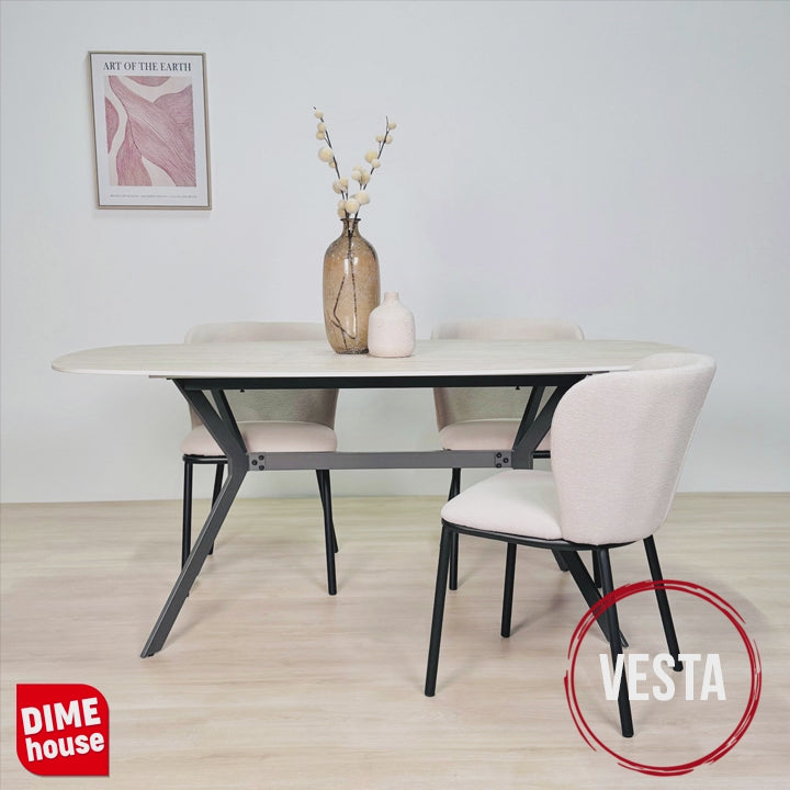 Tavolo da pranzo Jimi danese ovale in ceramica aspetto travertino 180 cm