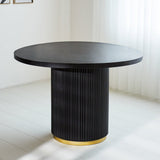 Tavolo da pranzo Elora Dimehouse Nero LxPxA 115x115x9 Legno di mango Vista frontale della foto suggestiva