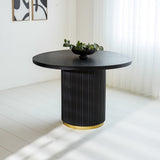 Tavolo da pranzo Elora Dimehouse Nero LxPxA 115x115x9 Legno di mango Vista frontale della foto suggestiva