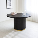 Tavolo da pranzo Elora Dimehouse Nero LxPxA 135x135x9 Legno di mango Foto atmosferica vista frontale diagonale