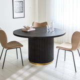 Tavolo da pranzo Elora Dimehouse Nero LxPxA 135x135x9 Legno di mango Foto atmosferica vista frontale diagonale