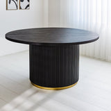 Tavolo da pranzo Elora Dimehouse Nero LxPxA 155x155x9 Legno di mango Vista frontale della foto suggestiva