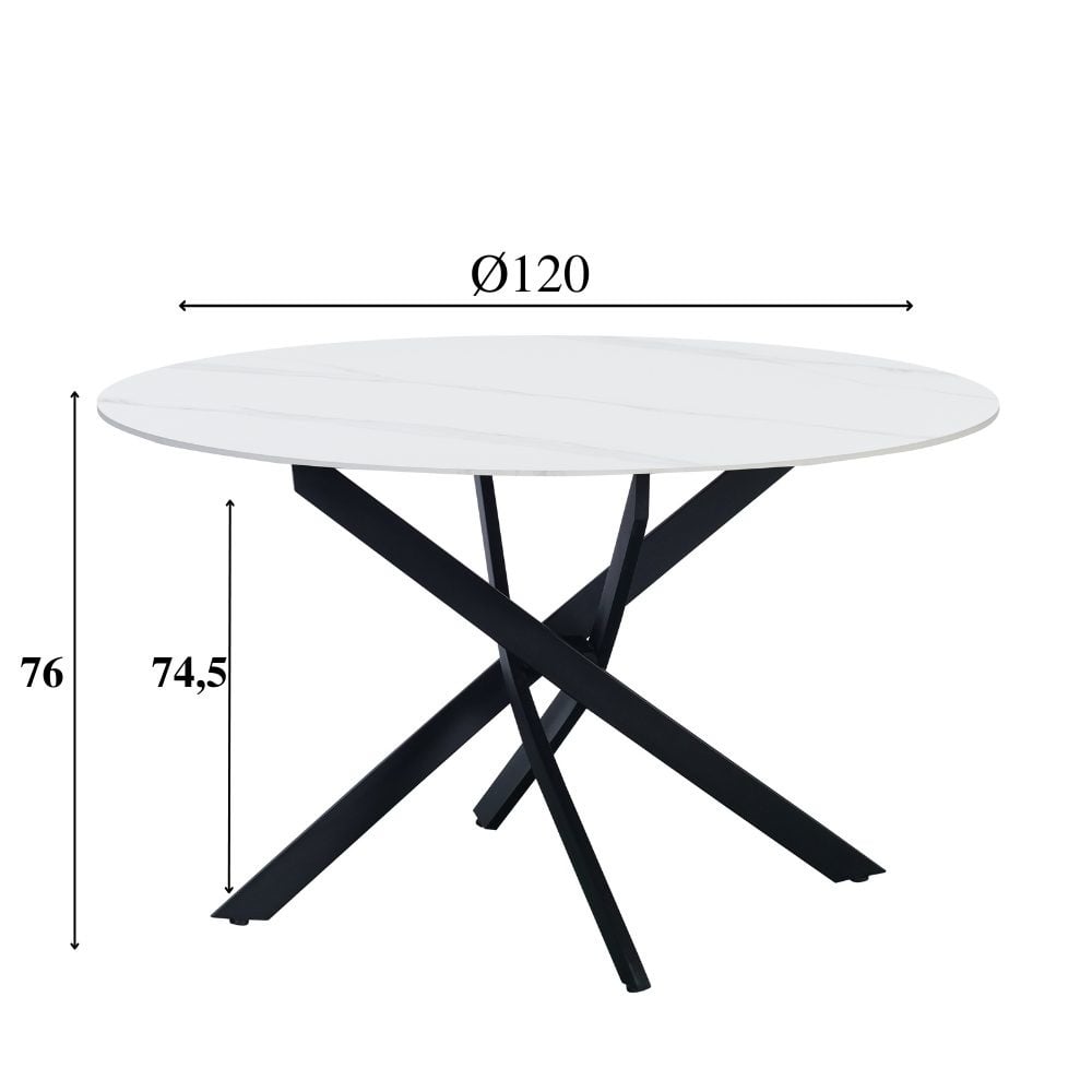 Tavolo da pranzo Vivian Bianco Dimehouse Bianco LxPxH 141x141x11 Pietra sinterizzata Indicazione dimensione foto bianca