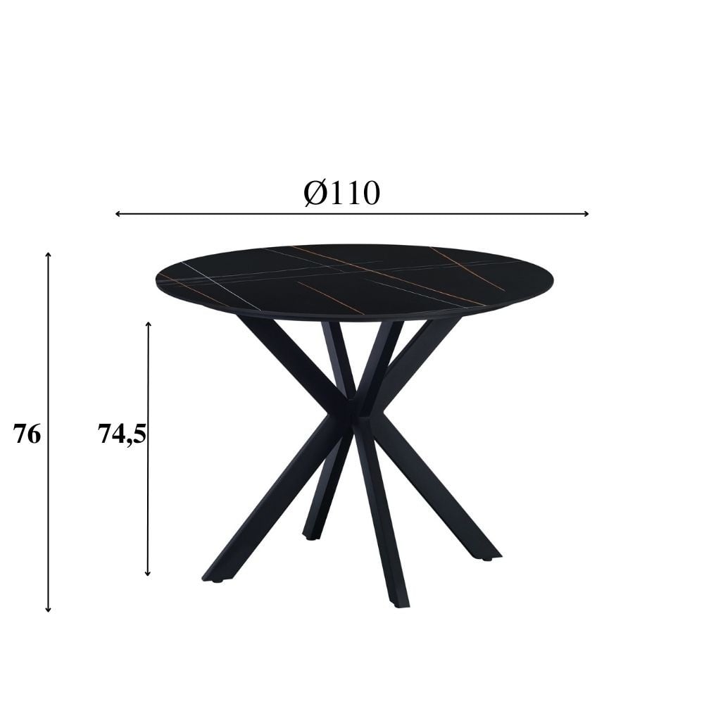 Tavolo da pranzo Yuna Nero Dimehouse Nero LxPxH 121x121x11 Pietra sinterizzata Indicazione dimensione foto bianca