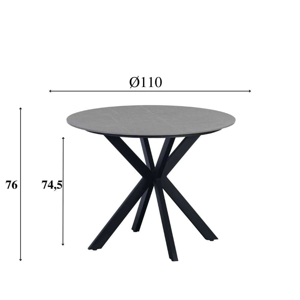 Tavolo da pranzo Yuna grigio Dimehouse Grigio LxPxH 121x121x11 Pietra sinterizzata Indicazione dimensione foto bianca