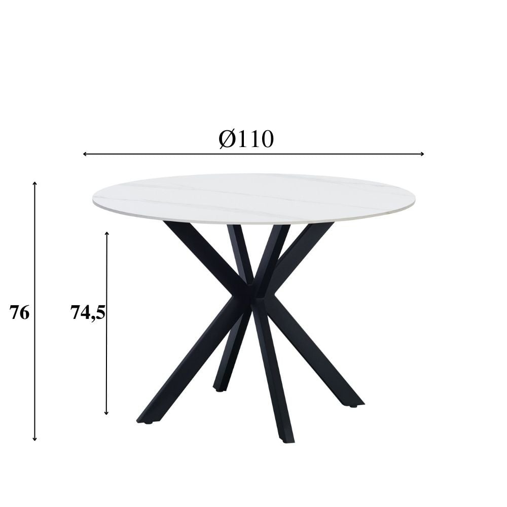 Tavolo da pranzo Yuna Bianco Dimehouse Bianco LxPxH 121x121x11 Pietra sinterizzata Indicazione dimensione foto bianca