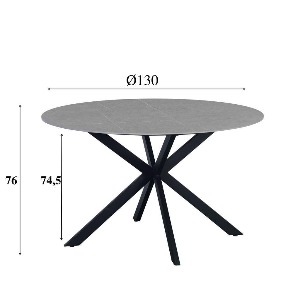 Tavolo da pranzo Yuna grigio Dimehouse Grigio LxPxH 141x141x11 Pietra sinterizzata Indicazione dimensione foto bianca