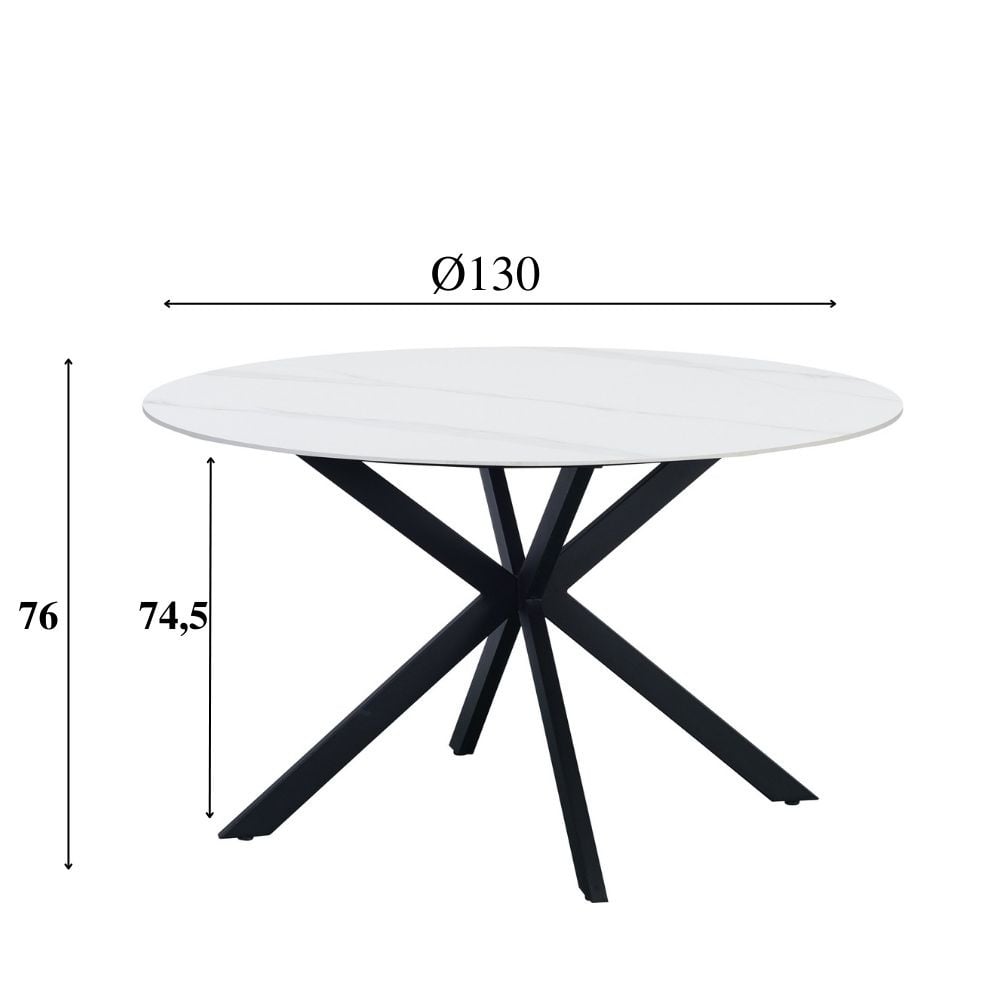 Tavolo da pranzo Yuna Bianco Dimehouse Bianco LxPxH 141x141x11 Pietra sinterizzata Indicazione dimensione foto bianca