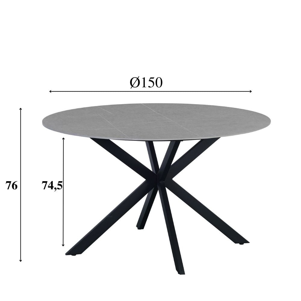 Tavolo da pranzo Yuna grigio Dimehouse Grigio LxPxH 114x77x9 Pietra sinterizzata Indicazione dimensione foto bianca