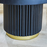 Tavolino Elora Dimehouse Nero LxLxA 65x65x9,5 cm Legno di mango Dettaglio fotografico atmosferico