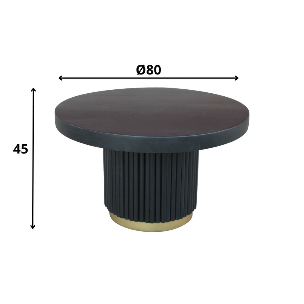Tavolino Elora Dimehouse Nero LxPxA 85x85x9 Legno di mango Indicazione della dimensione della foto in bianco
