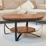 Tavolino Oxis Wood Dimehouse Marrone LxPxH 92x92x43 Legno di mango Foto atmosferica vista frontale diagonale