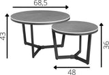 Salontafels - Salontafel Set van 2 Brady Rond Marmerlook Grijs - Dimehouse