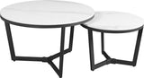 Salontafels - Salontafel Set van 2 Brady Rond Marmerlook Wit - Dimehouse