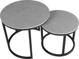 Salontafels - Ronde Salontafel Set van 2 Sintered Stone Marmerlook Paige Grijs - Dimehouse