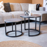 Salontafels - Ronde Salontafel Set van 2 Sintered Stone Marmerlook Paige Grijs - Dimehouse