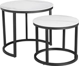 Salontafels - Ronde Salontafel Set van 2 Sintered Stone Marmerlook Paige Wit - Dimehouse