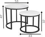 Salontafels - Ronde Salontafel Set van 2 Sintered Stone Marmerlook Paige Wit - Dimehouse