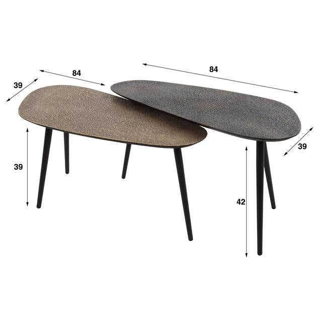 Tavolino Alina DH Interior Nero, Oro LxLxA 89x45x13 Metallo Bianco Indicazione dimensione foto