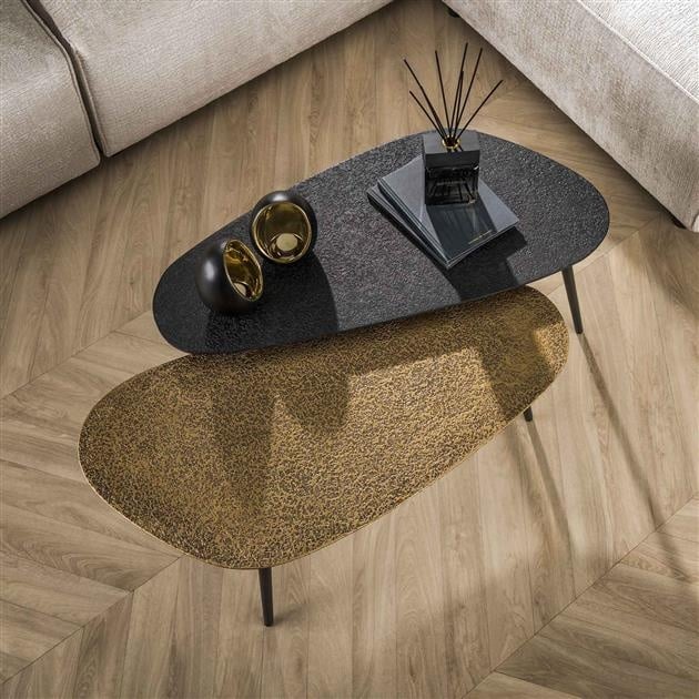Tavolino da caffè Alina DH Interior Nero, Oro LxLxA 89x45x13 Metallo Foto atmosferica diagonale vista frontale impostazione angolo