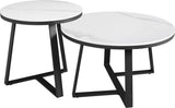 Salontafels - Salontafel Set van 2 Tanner Rond Marmerlook Wit - Dimehouse