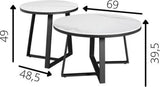 Salontafels - Salontafel Set van 2 Tanner Rond Marmerlook Wit - Dimehouse