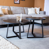Salontafels - Salontafel Set van 2 Tanner Rond Marmerlook Zwart Rond - Dimehouse