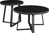 Salontafels - Salontafel Set van 2 Tanner Rond Marmerlook Zwart Rond - Dimehouse