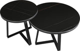 Salontafels - Salontafel Set van 2 Tanner Rond Marmerlook Zwart Rond - Dimehouse