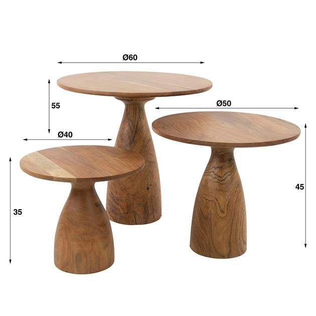 Tavolino Doja DH Interior Acacia Legno di acacia Bianco Indicazione dimensioni foto