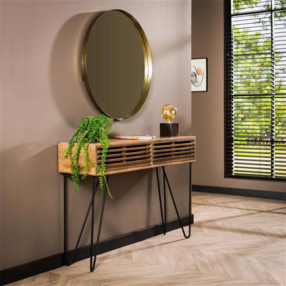 Toeletta Hans DH Interior Mango LxLxH 126x27x26 Legno di mango Foto atmosferica vista frontale diagonale