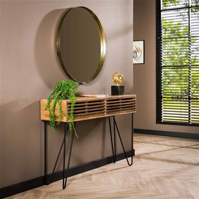 Toeletta Hans DH Interior Mango LxLxH 126x27x26 Legno di mango Foto atmosferica vista frontale diagonale