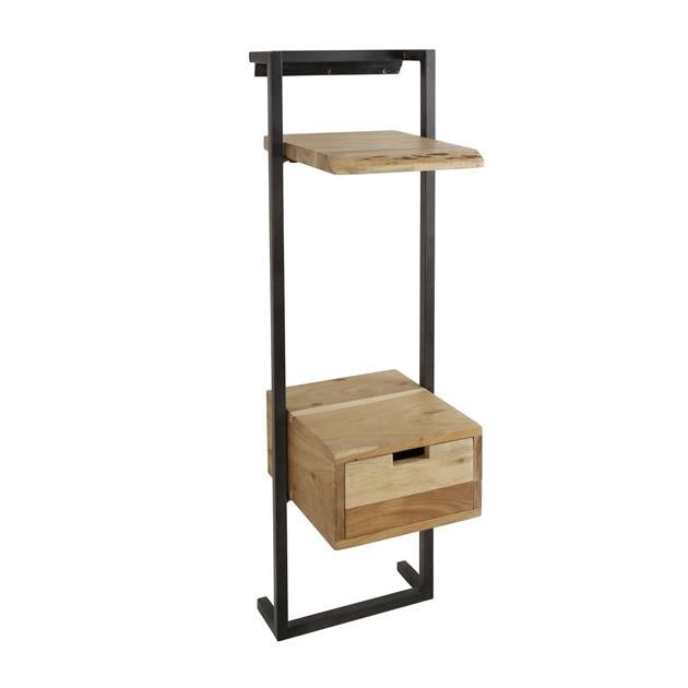 Comodino Naomi DH Interior Acacia LxPxH 103x35x20 Legno di acacia Foto bianca vista frontale diagonale