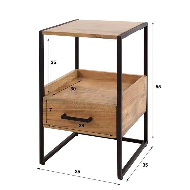 Comodino Paul DH Interior Acacia LxLxH 60x39x28 Legno di acacia Bianco Indicazione dimensione foto