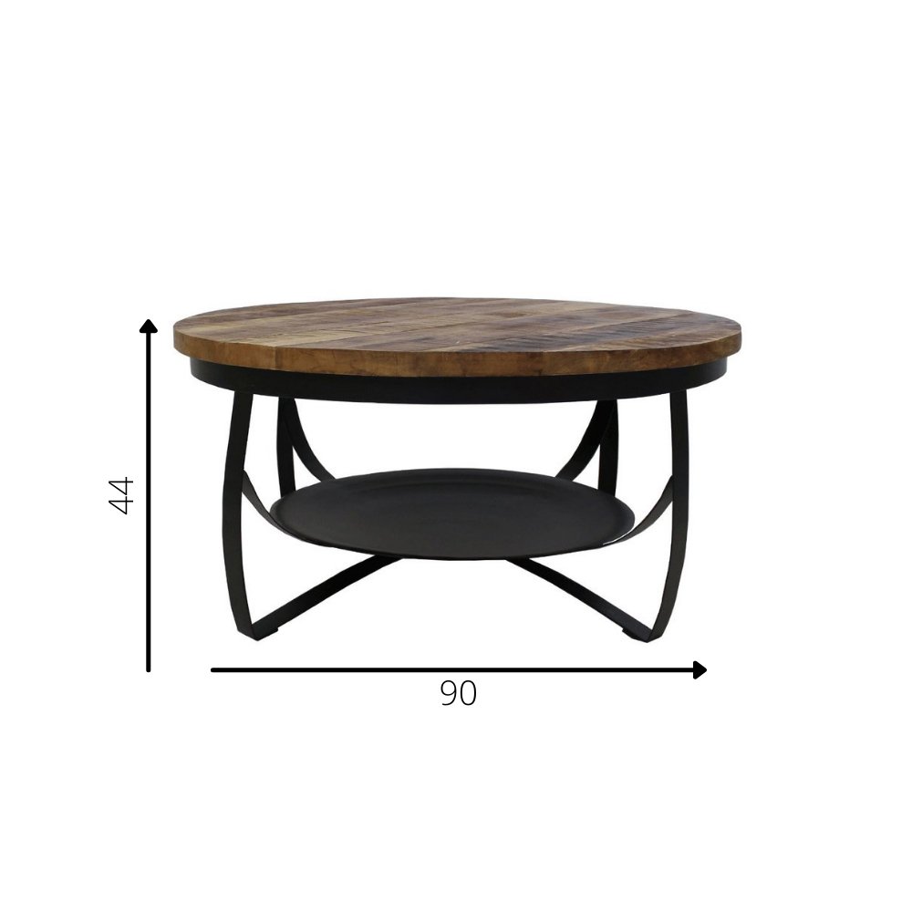 Tavolino Oxis Dimehouse Marrone LxPxH 92x92x43 Legno di mango Indicazione della dimensione della foto in bianco