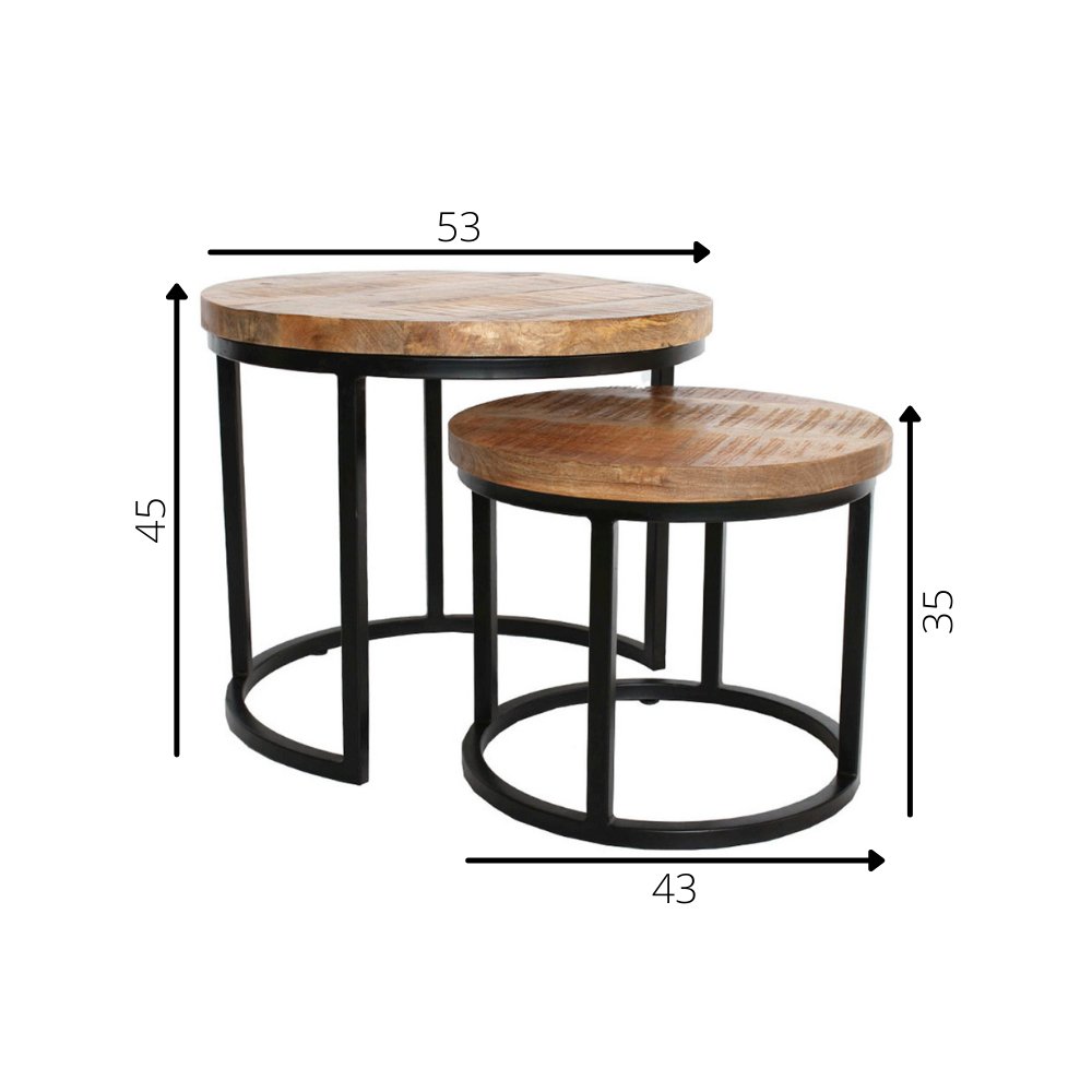 Tavolino Rosa Dimehouse Marrone LxPxH 56x55x47 Legno di mango Indicazione della dimensione della foto in bianco
