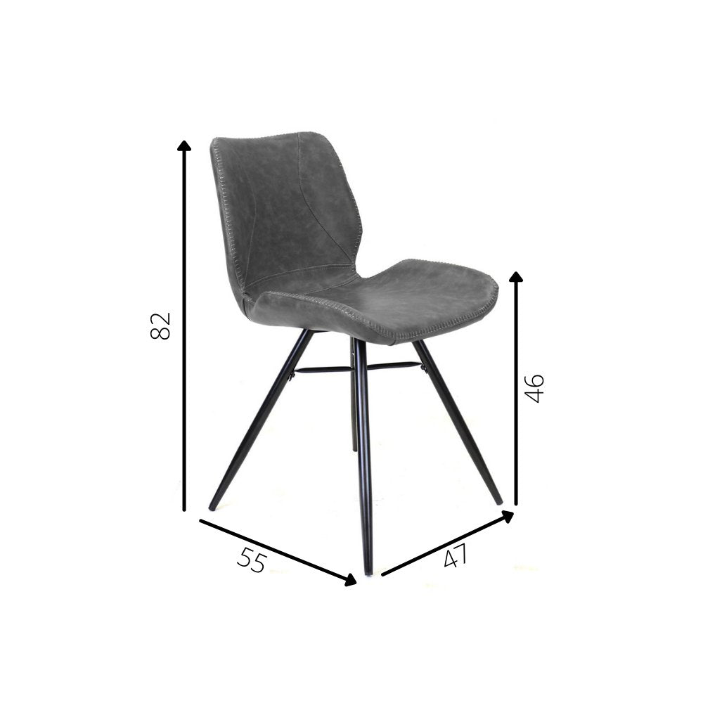 Sedia per sala da pranzo in pelle artificiale Beau Dimehouse Antracite LxPxH 72x68x50 Ecopelle Bianco Indicazione dimensione foto