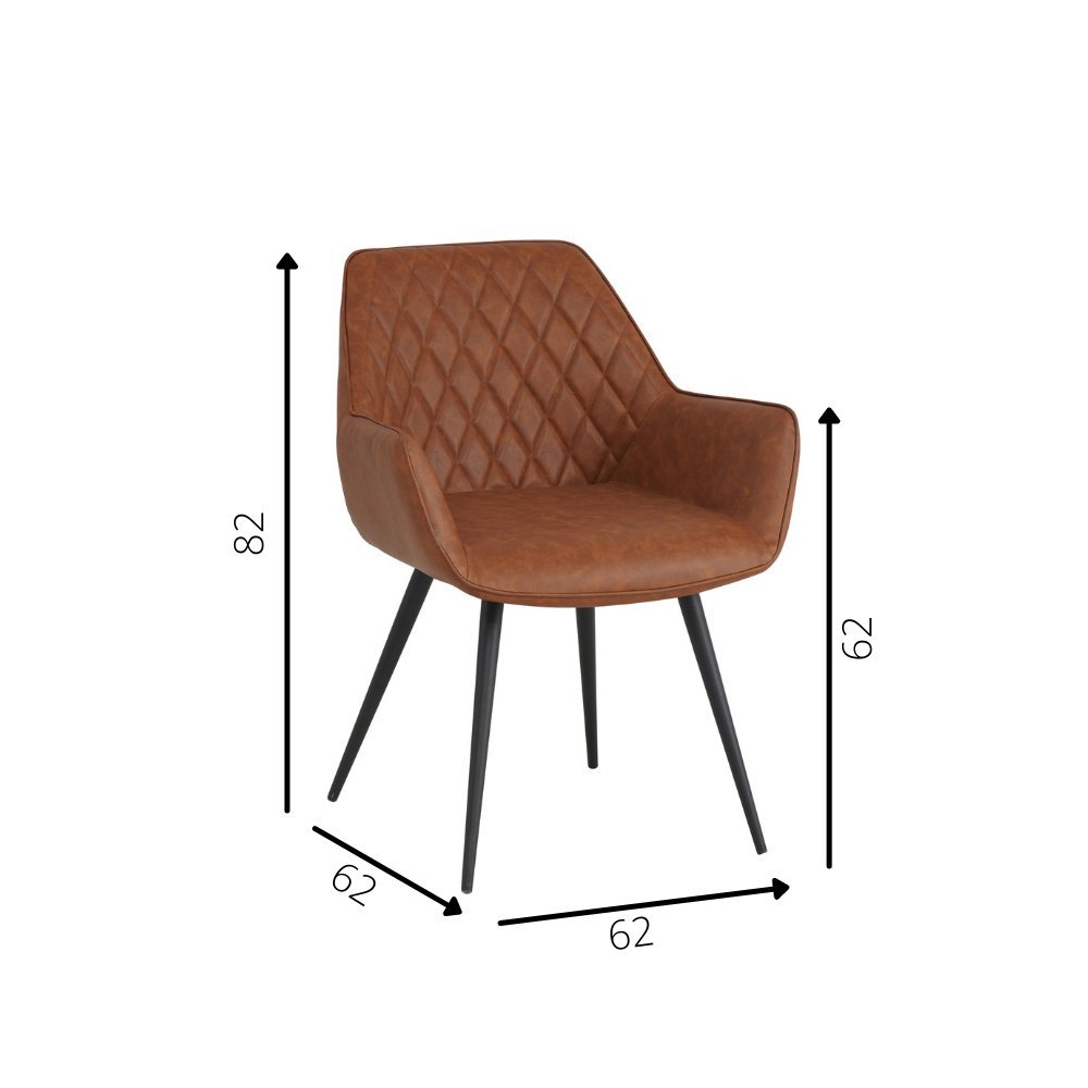 Sedia per sala da pranzo Cara Dimehouse Cognac LxWxH 78x65x57 Ecopelle Indicazione dimensione foto bianca