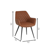 Sedia per sala da pranzo Cara Dimehouse Cognac LxWxH 78x65x57 Ecopelle Indicazione dimensione foto bianca