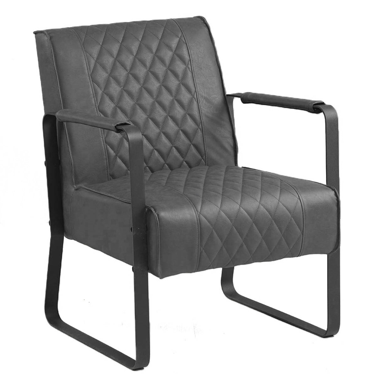 Poltrona Pietro Dimehouse Antracite LxPxH 68x62x45 Ecopelle Bianco foto diagonale vista frontale